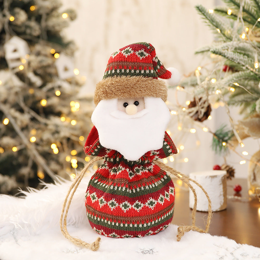 New 3D Knitted Fabric Doll Apple Bag Christmas Decorations Children's Day Gift Bundle Pocket Candy Bag