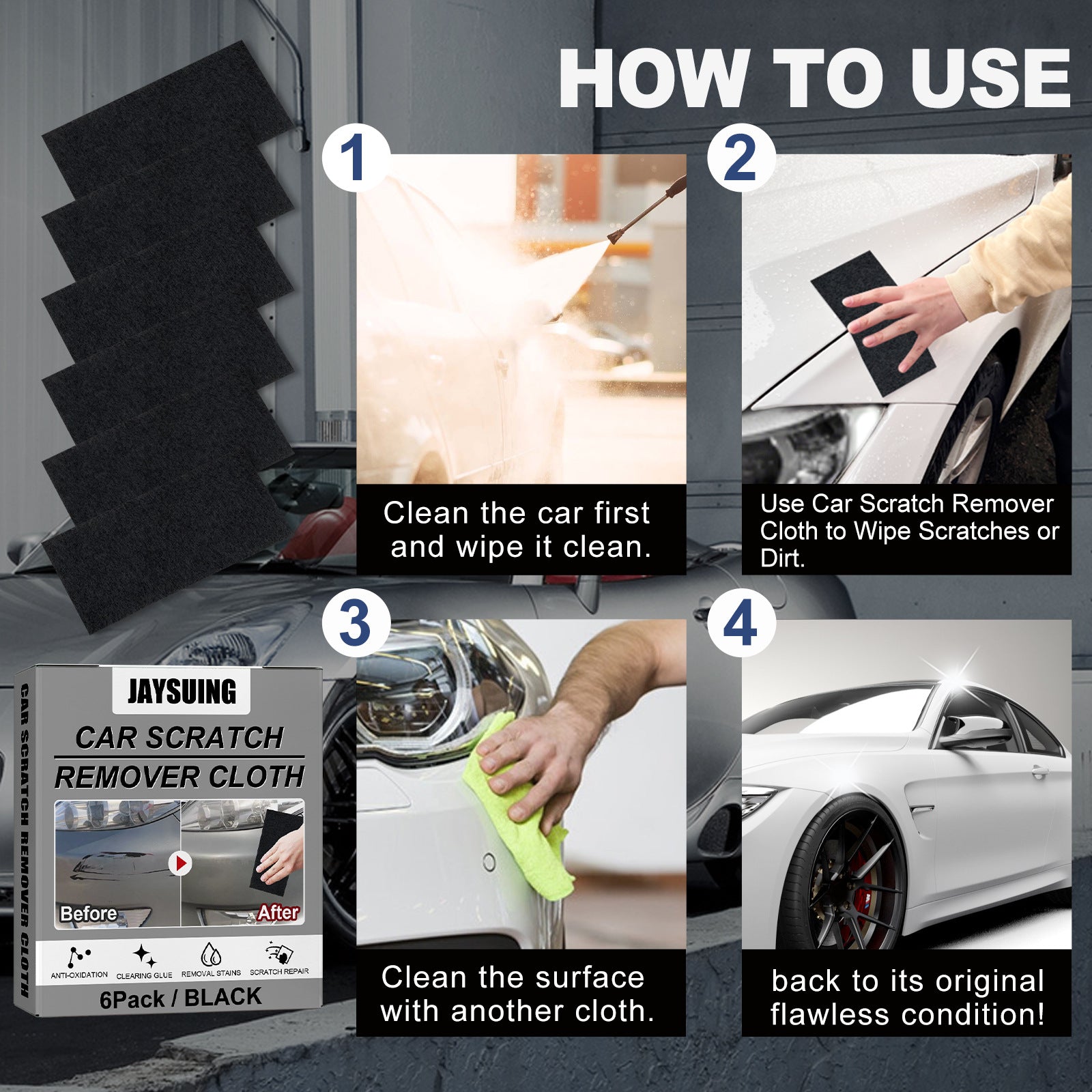 Car Scratch Remover Cloth, Nano Flash Cloth Car Scratches Water Stain Cleaning Scratches Care And Maintenance