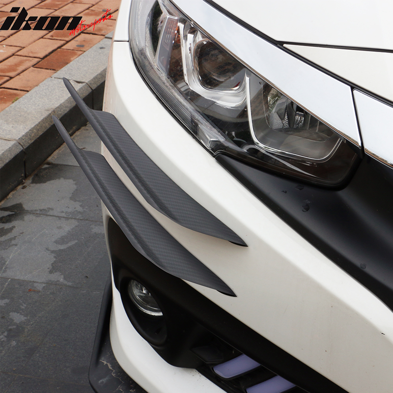 Universal Fit 40CM 2PC Front Bumper Lip Canards Carbon Texture PP