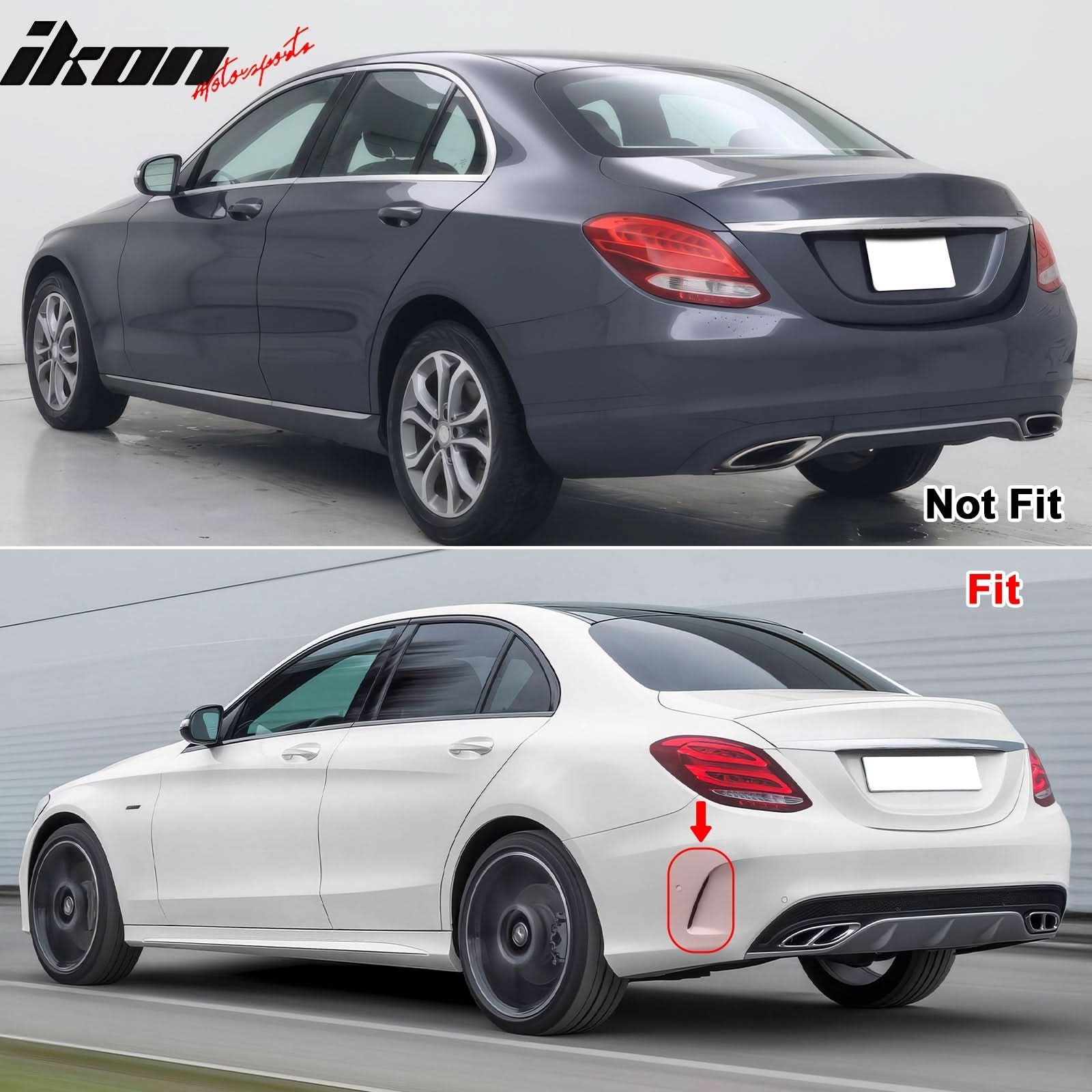 2015-2018 Benz W205 C-Class C63 AMG Gloss Black Rear Diffuser