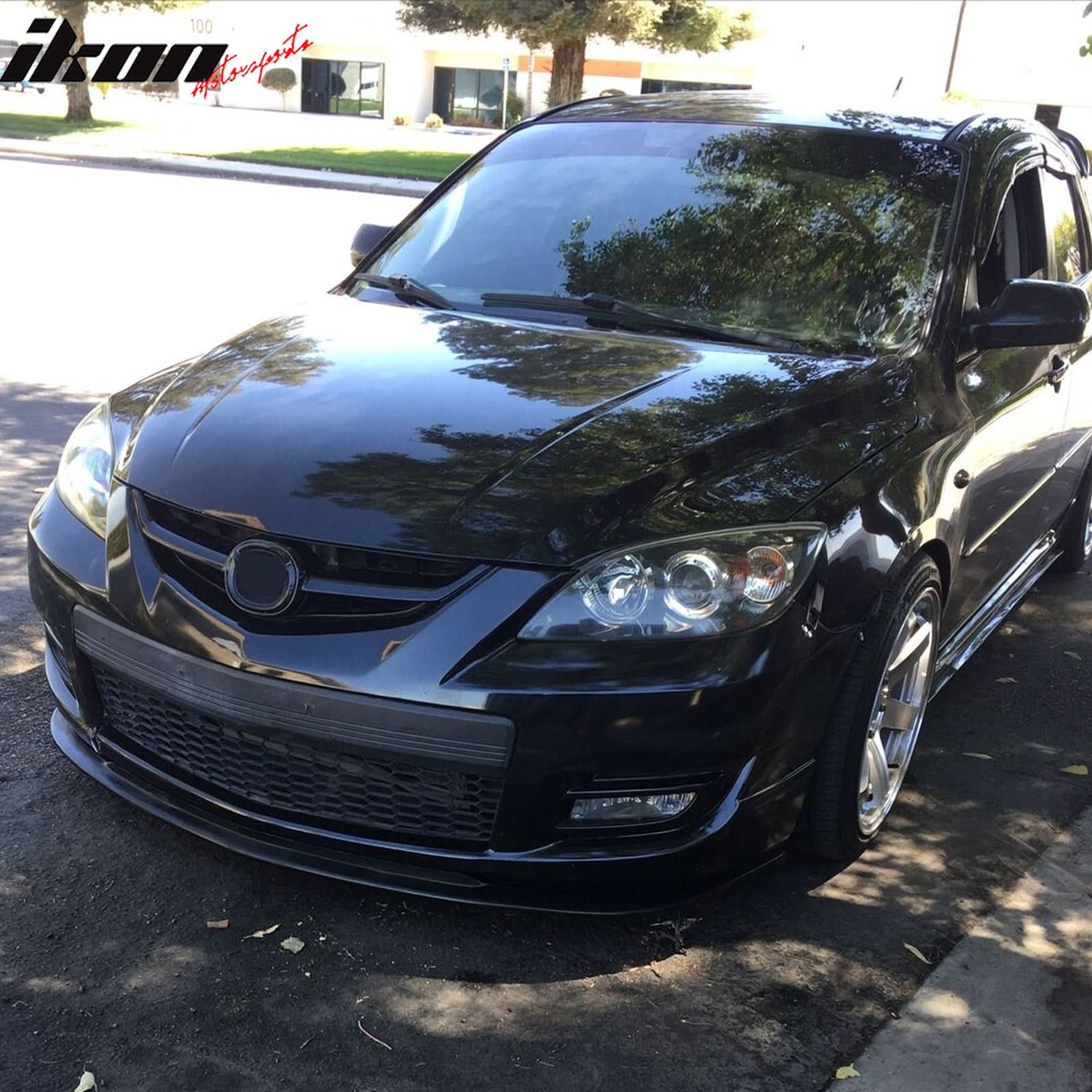 2007-2009 Mazda 3 Type-K Black Front Bumper Lip Splitter PU Sedan