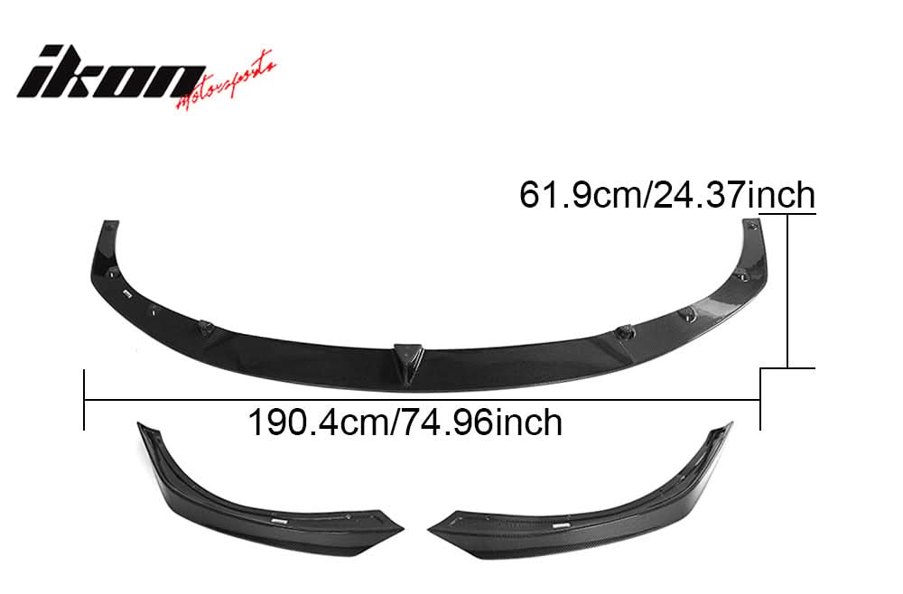 2021-2025 Tesla Model S Gloss Black V Front Bumper Lip Carbon Fiber