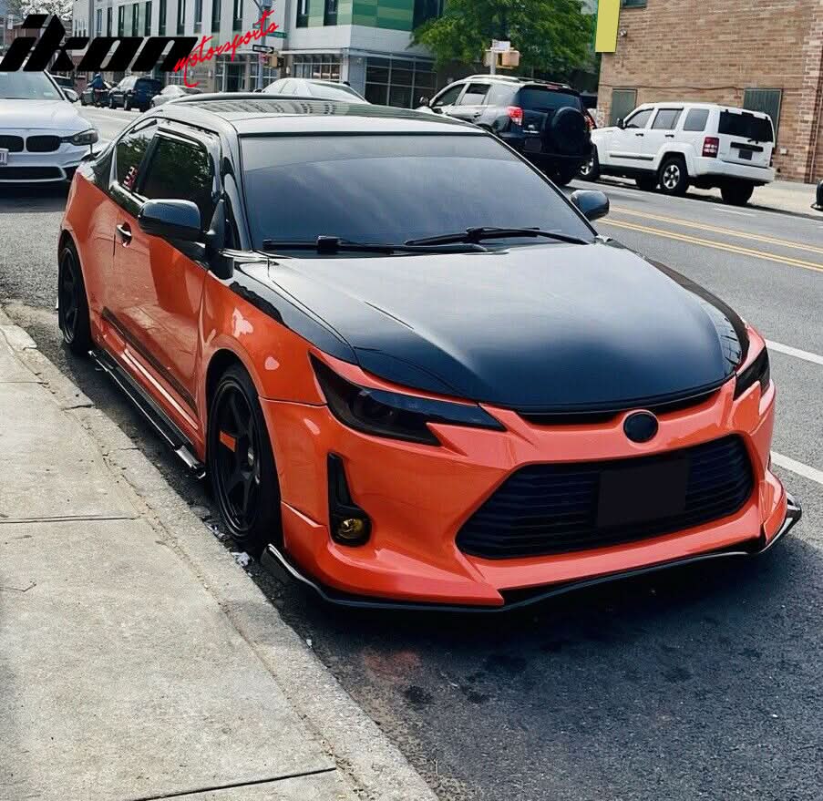Universal RB Style Front Bumper Lip w/ Carbon Fiber Strut Rods PP