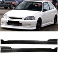 1996-2000 Honda Civic Coupe CS Style Unpainted Black Side Skirts PU