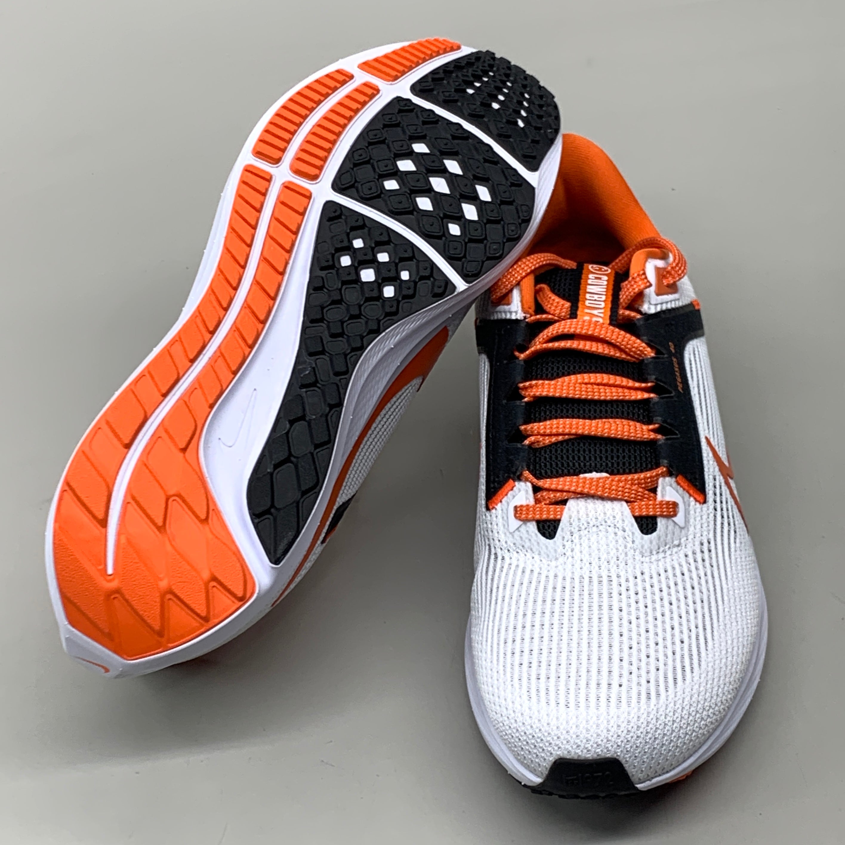 NIKE Zoom Pegasus 40 OK STATE White Shoes, Brilliant Orange & Black 10 W 8.5 M DZ5973-100