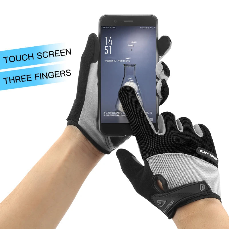 Outdoor sports men's and women's anti slip and wear-resistant fitness bicycles breathable full finger riding touch screen gloves