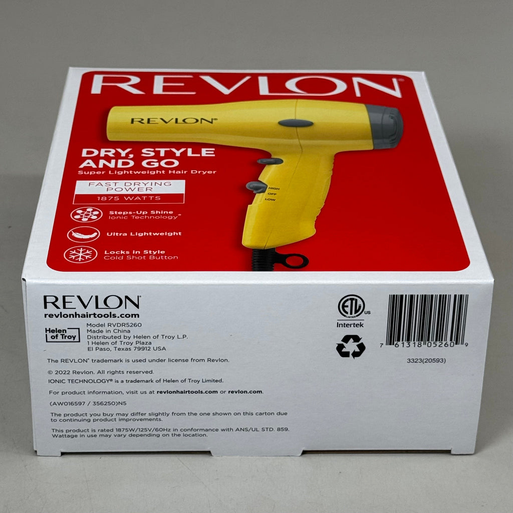 REVLON Super Lightweight and Compact 1875W Ionic Hair Dryer Yellow RV477