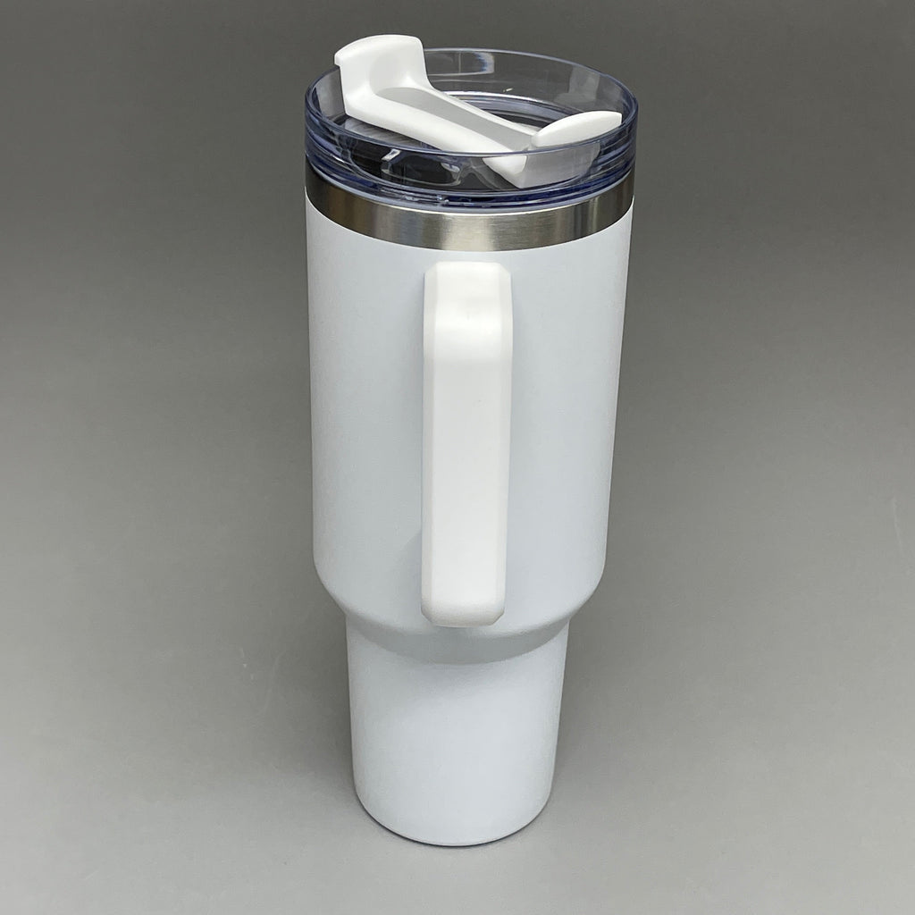 Z@ TUMBLER Insulated Stainless Steel Travel Mug w/ Lid Handle Straw 40 oz White