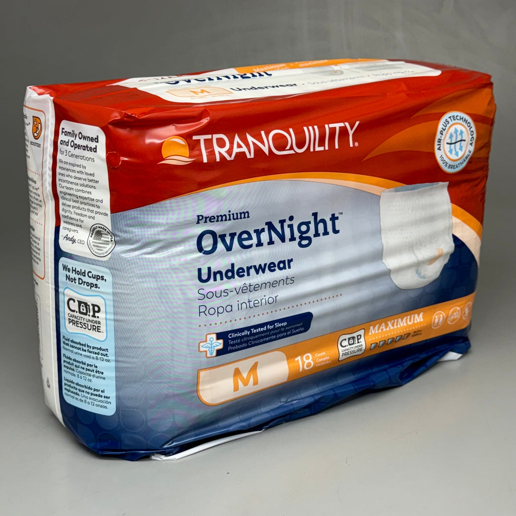 TRANQUILITY (2 PACK 36 Count) Disposable Overnight Underwear Size Medium 2115