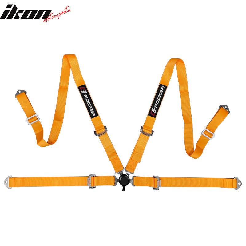 Universal Orange Bezel Racing Seat Cam-lock Belt Dual Slider PU Carbon