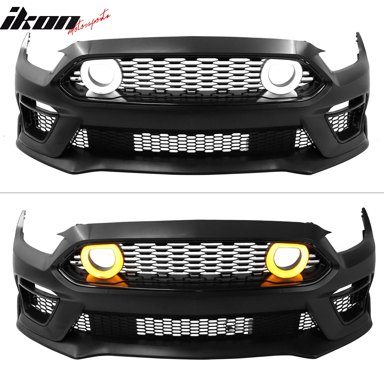 2015-2017 Ford Mustang Front Bumper Cover Lower Upper Grills W/ LED