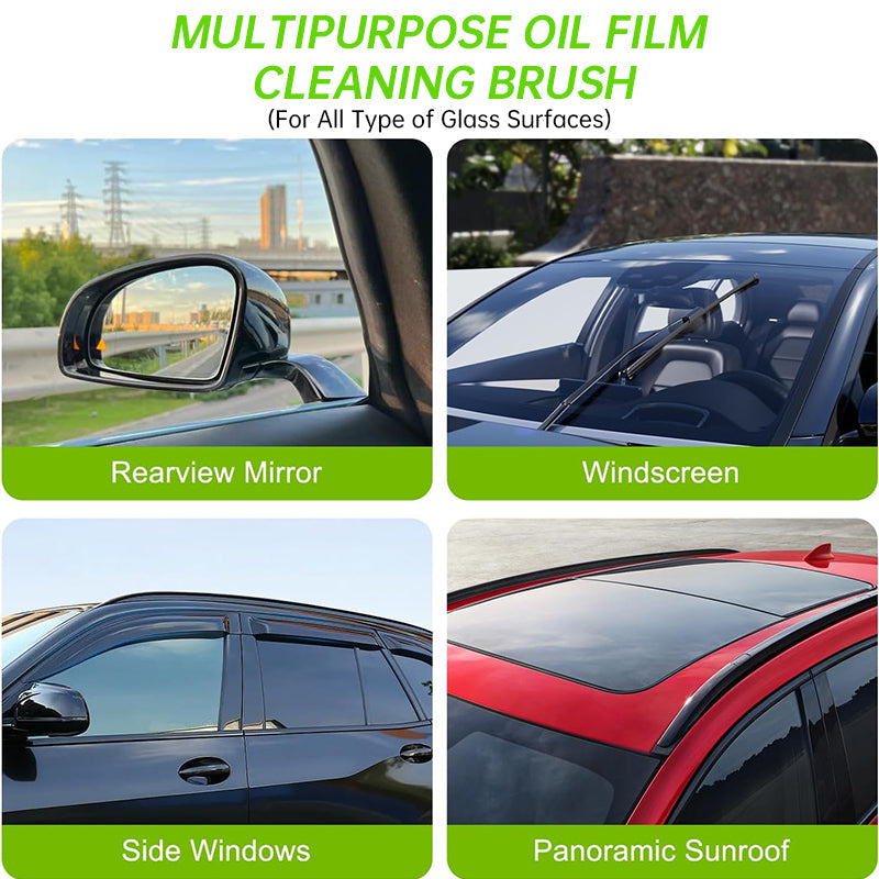 Car Glass Oil Film Remover with Sponge Cleaning Brush, Ideal for Front Inner Windshield Cleaning