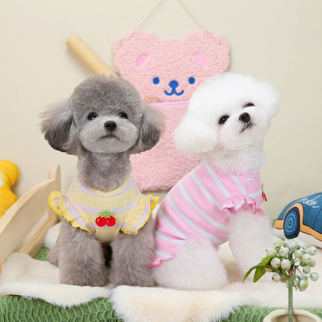Spring/Summer Dog Clothing Little Cherry Flying Sleeves Tank Top