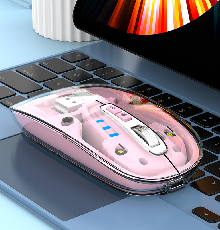 Bluetooth wireless transparent mouse mute dual-mode desktop computer laptop office business USB