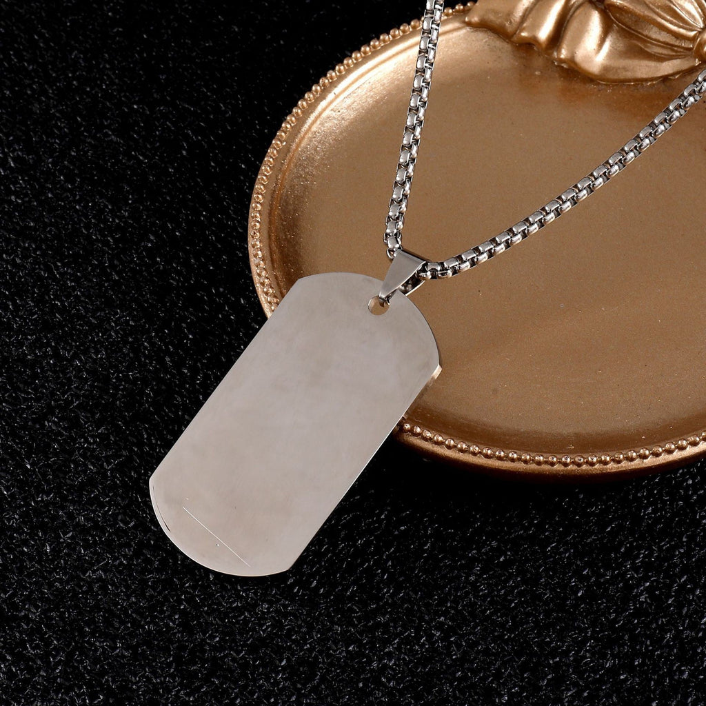 European and American high-end stainless steel military brand necklace engraved pendant jewelry
