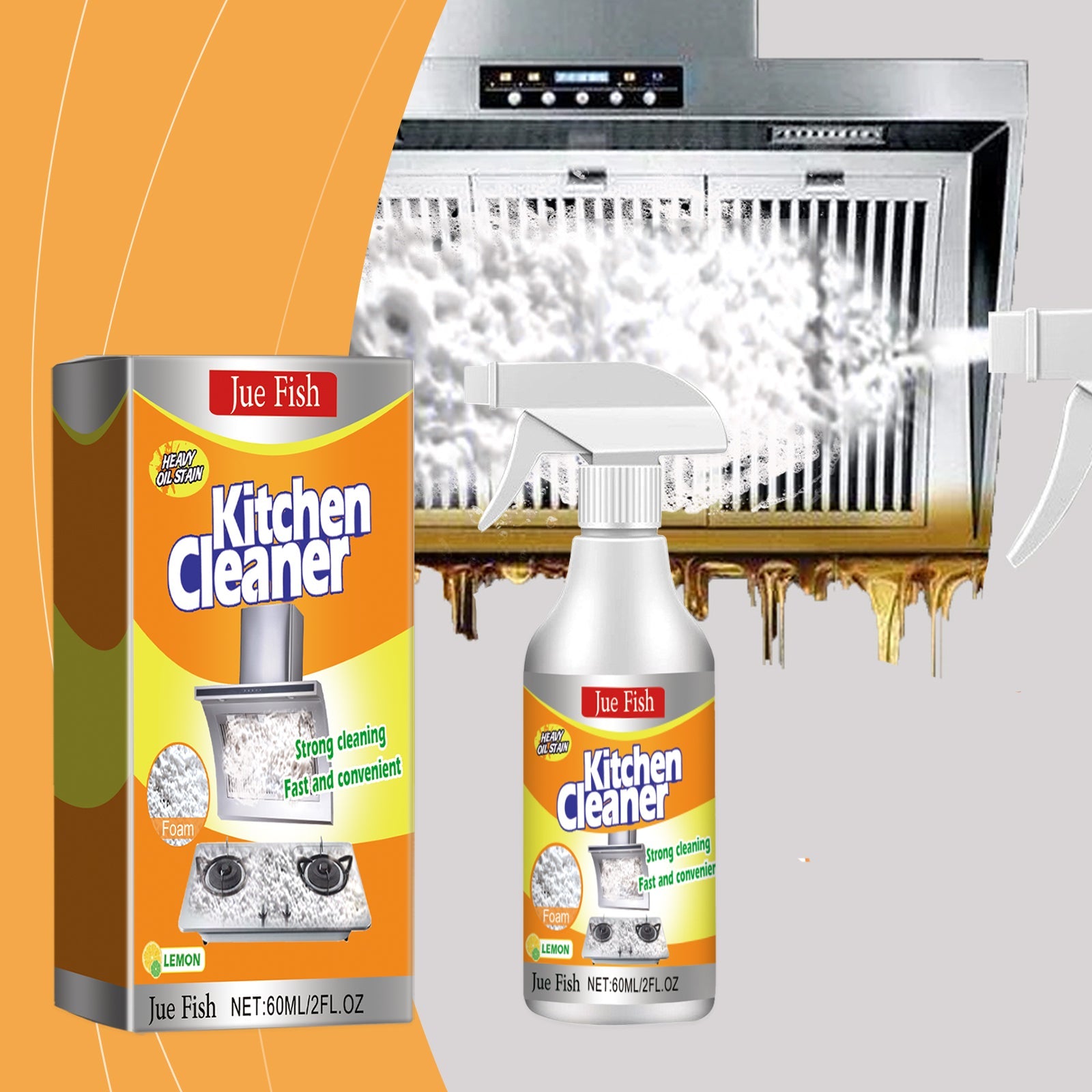 Kitchen Foam Cleaner, Household Kitchen Hood Heavy Oil Foam Cleaner Oil Clean