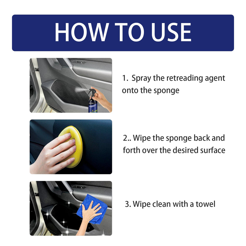 Multi-Purpose Vehicle Interior Retreader Cleans The Instrument Panel Interior With Plastic Retreading Coating For Dust Suppression
