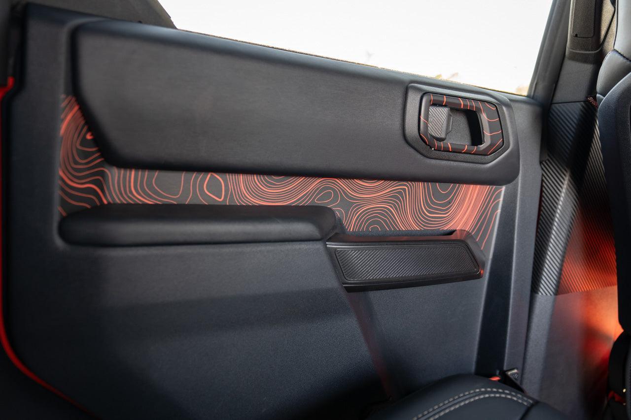 Topo Rear Interior Upper Door Card Insert Overlays (Printed Series) - 2021+ Bronco 4 Door