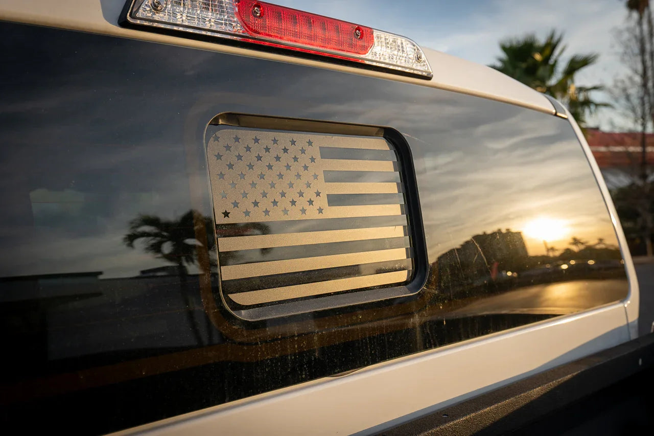 American Flag Rear Window Overlay - 2024+ Ranger w/ Small Center Rear Window
