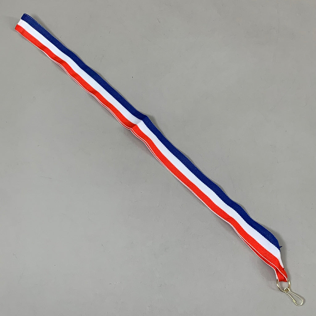 (100 PACK) Lanyard Red White Blue 17" Gold Hook