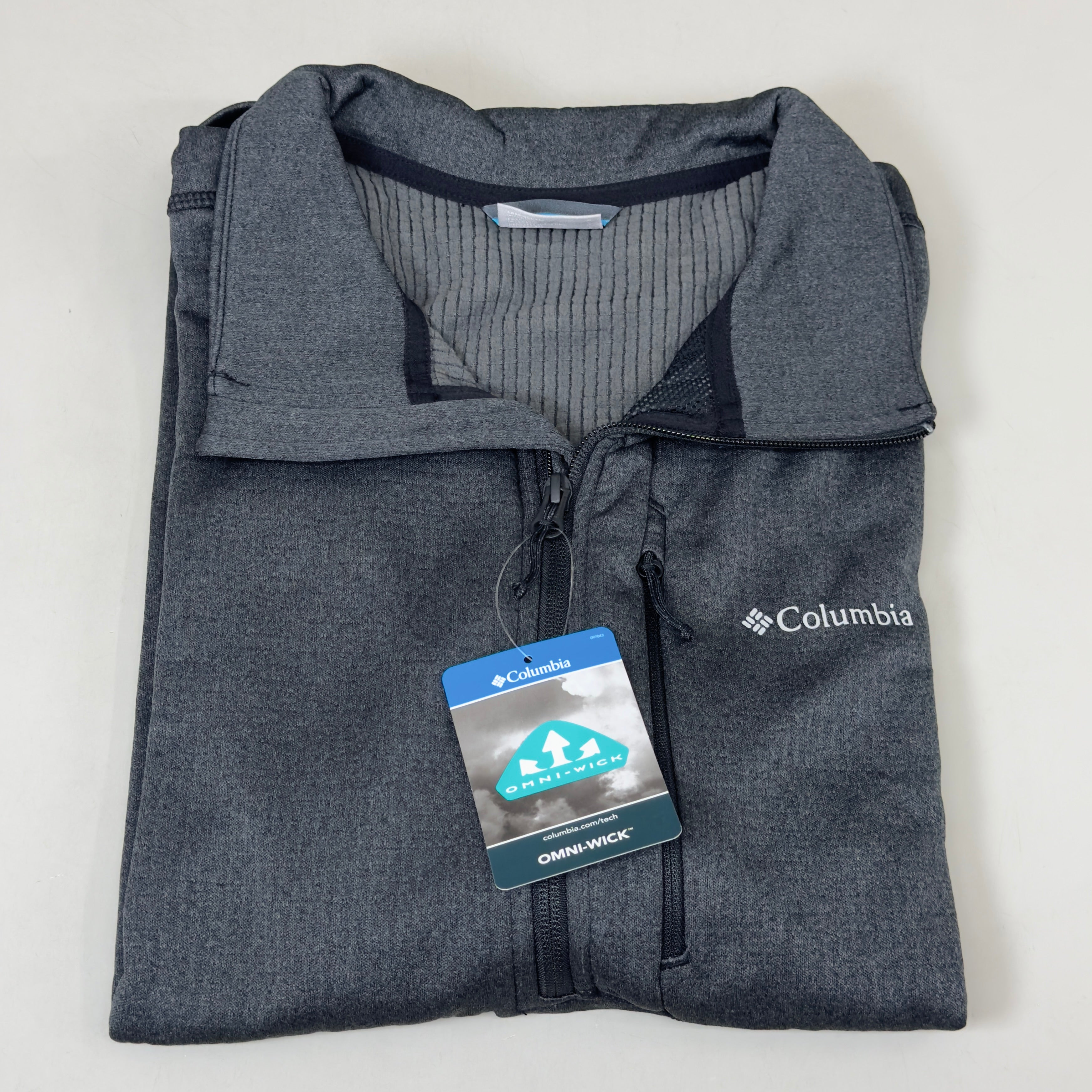 COLUMBIA Park View Fleece Half Zip Omni-Wick Men's Sz L Black Heather 1952201010