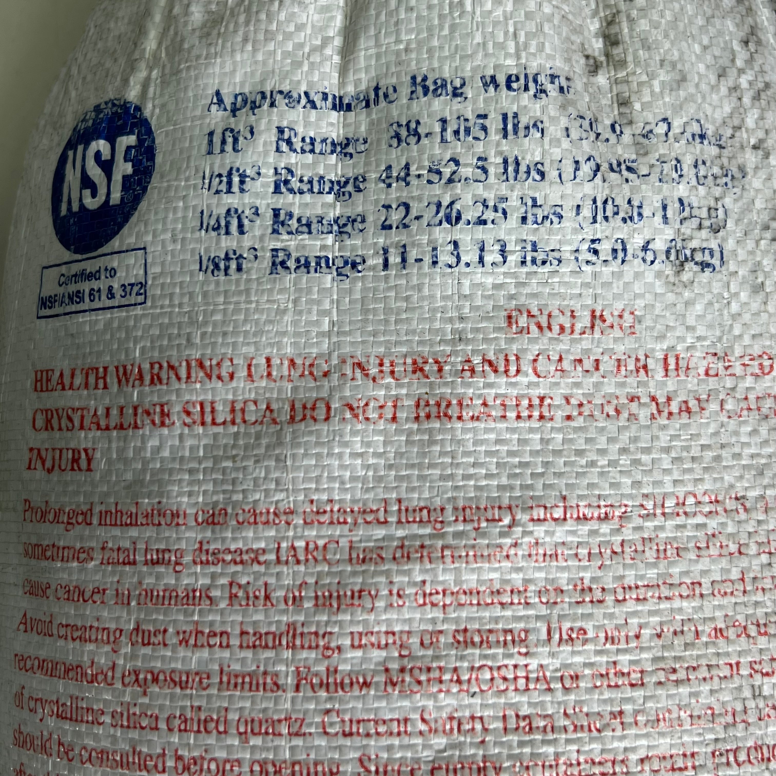 ZA@ RED FLINT Filter and Industrial Sand Sz 1/2 Cubic Foot ft3