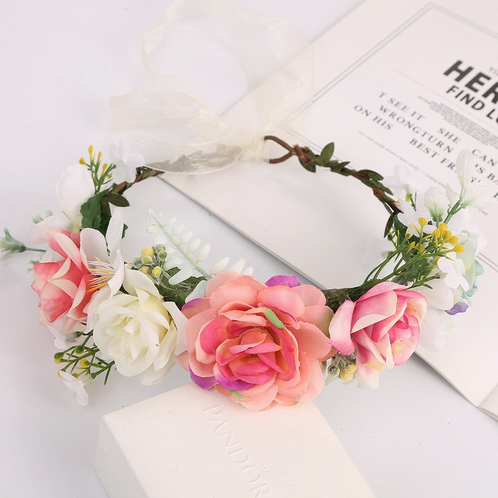 Handmade rattan wreath headband with macaron bright colored headband hairband