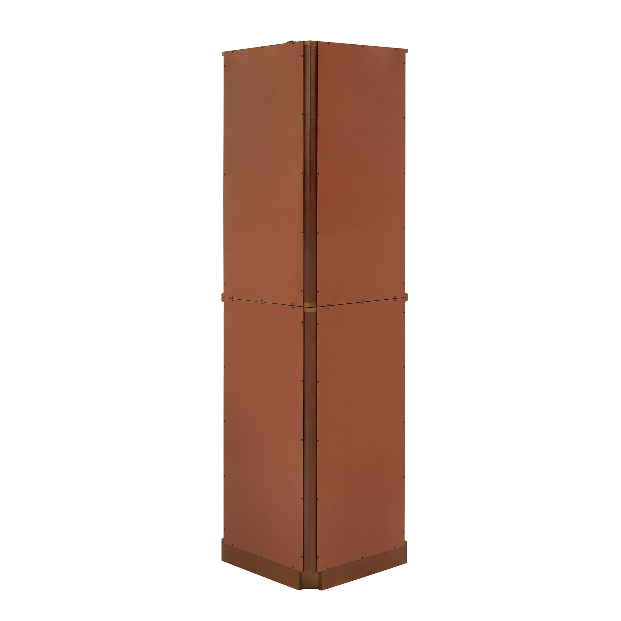 6 shelves corner Curio display cabinet with light mirror and adjustable shelves, walnut wood (excluding E26 light bulbs)