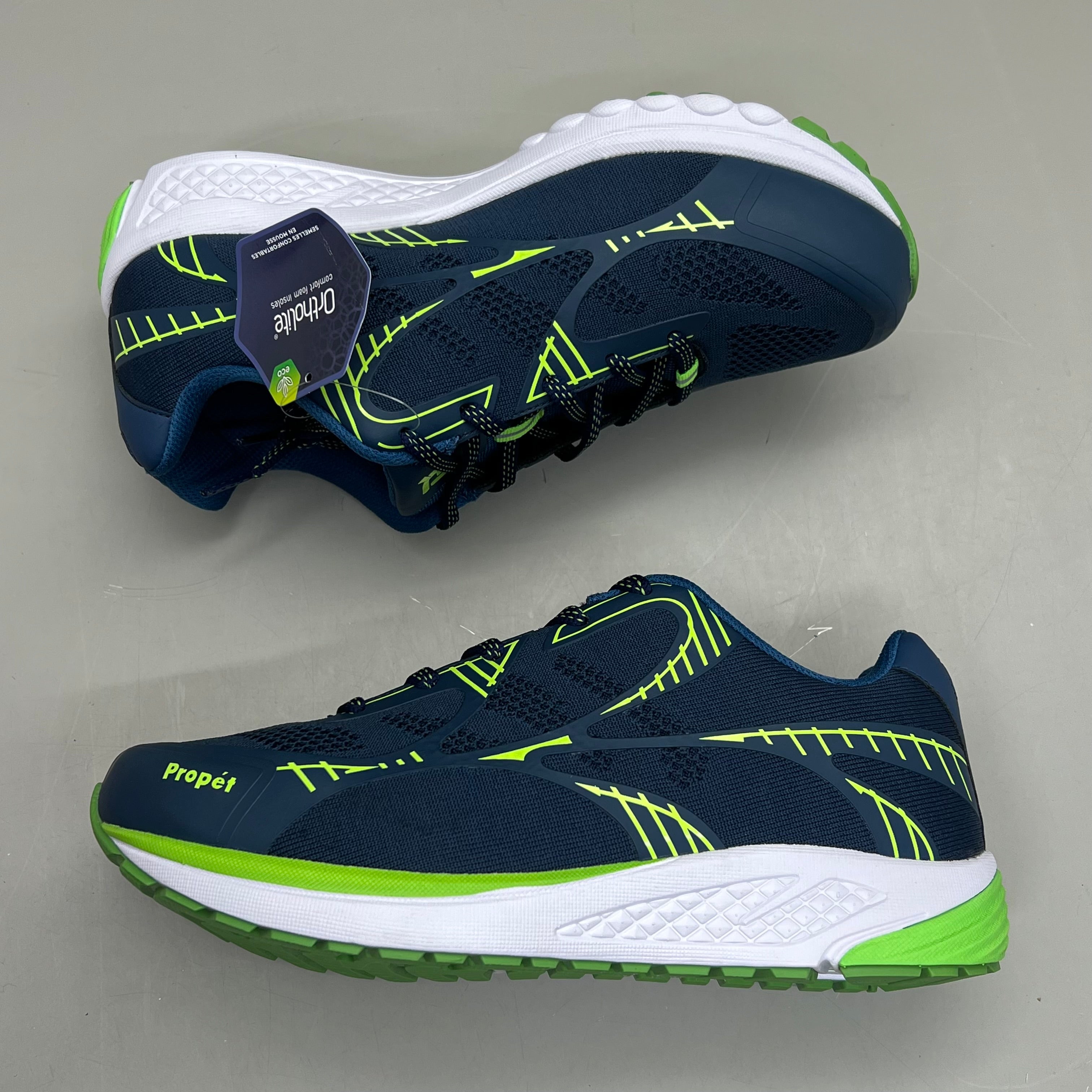 PROPET One LT Sneaker Ortholite Double Insole Mens Sz 8 XX(5E) Navy/Lime MAA022M