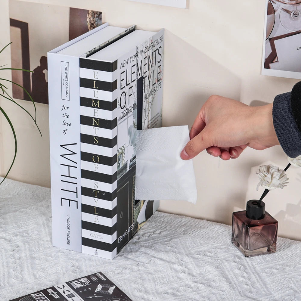 Book Style Tissue Box Napkin Holder Case Paper Box Container Fashion Hotel Storage Box Home Table Decoration Ornaments
