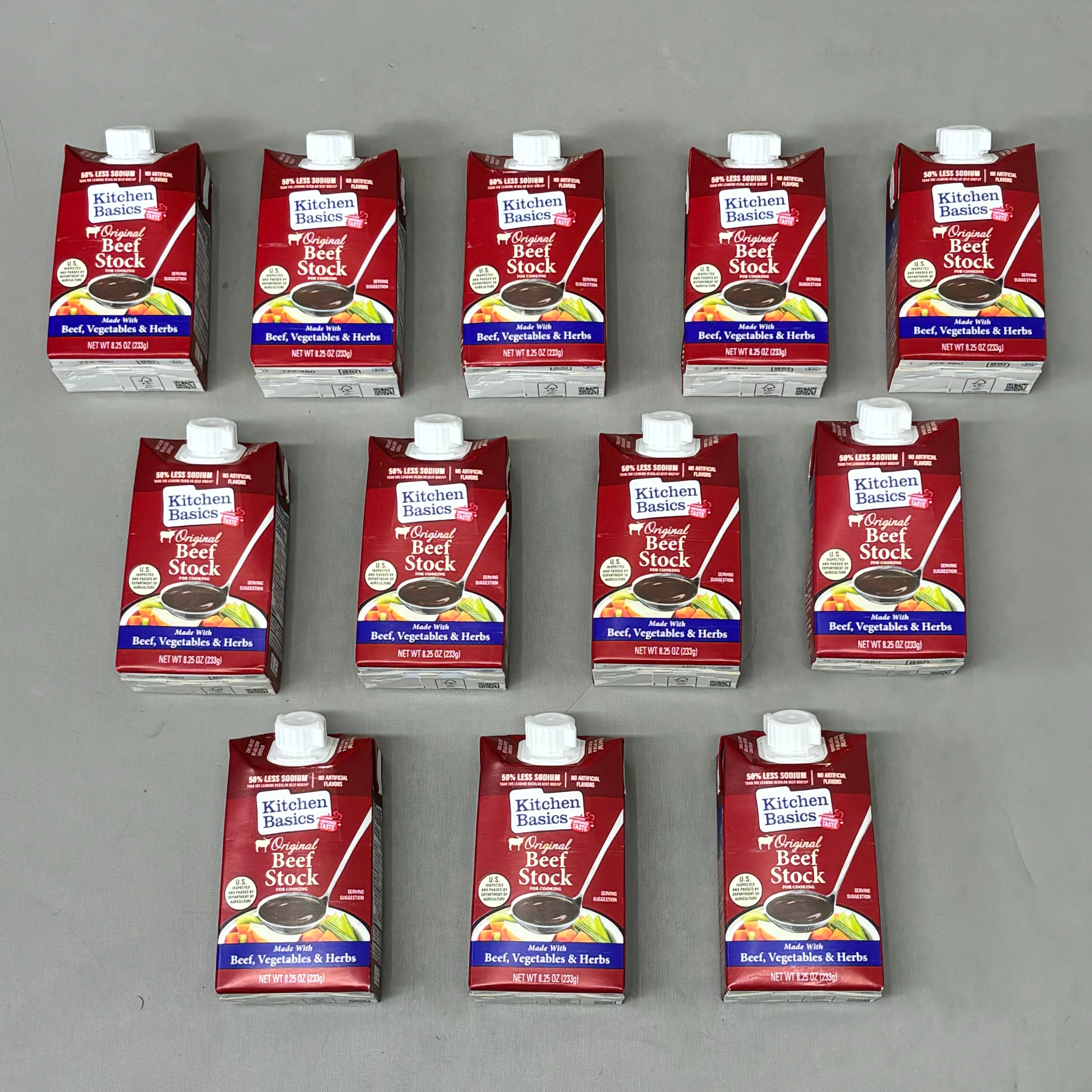 KITCHEN BASICS (12 PACK) Original Beef Stock 50% Less Sodium 8.25fl oz BB 02/26