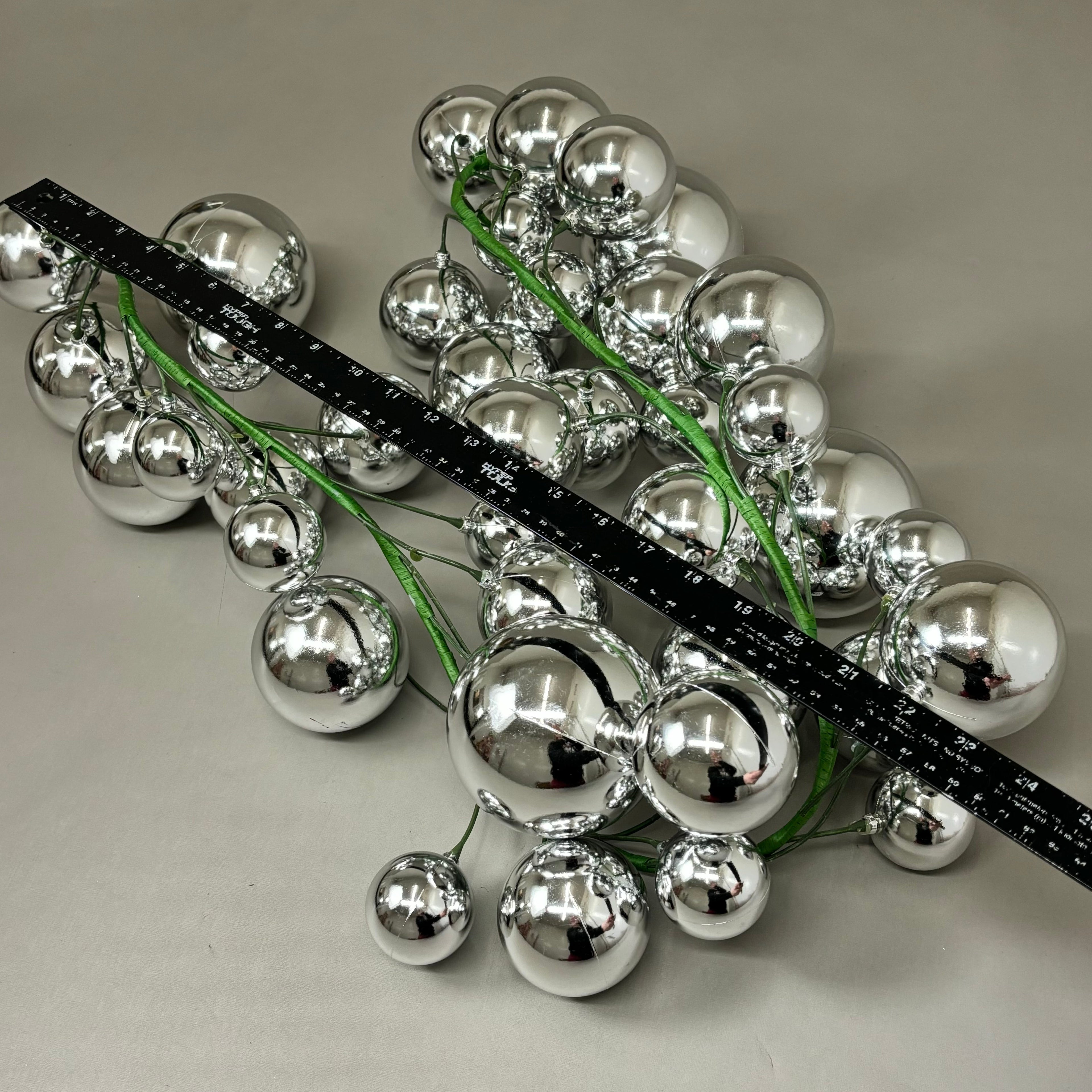 RAZ IMPORTS Ornament Balls Christmas Decor Garland 4' Metallic Silver G3832769