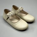 OLD SOLES Lady Plat Braided Strap Leather Shoe Kid’s Sz 27 US 10 Cream #817