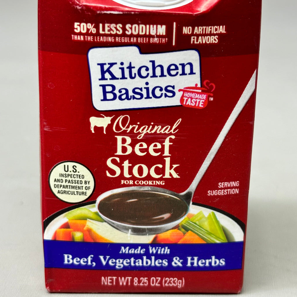 KITCHEN BASICS (12 PACK) Original Beef Stock 50% Less Sodium 8.25fl oz BB 02/26