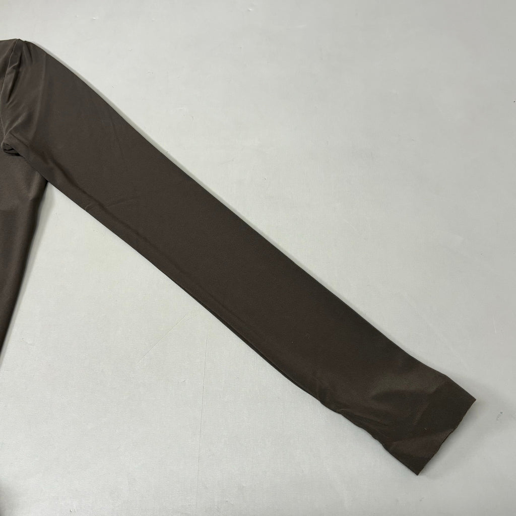 NORMA KAMALI Slim Fit Turtleneck Catsuit w/ Footsie Women's Sz L/40 Chocolate