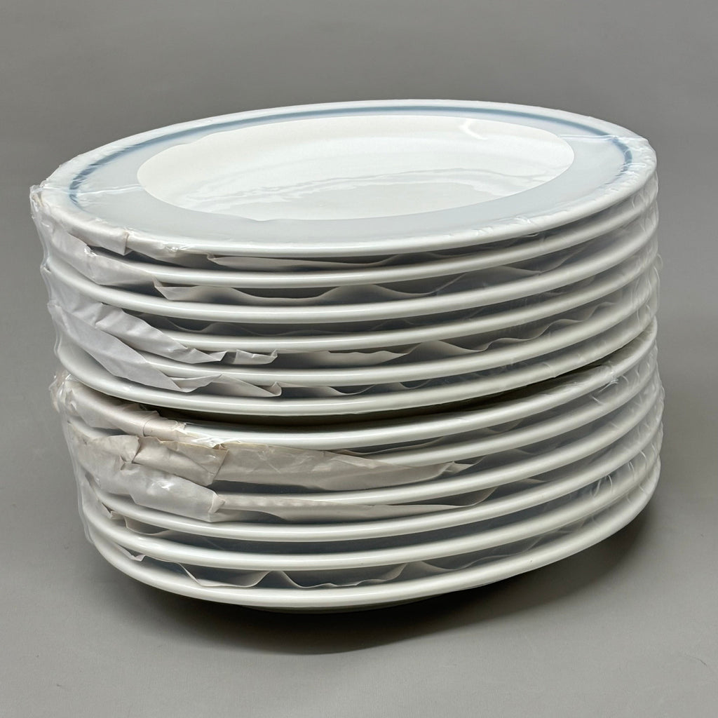 TUXTON (12 PACK) Oval Platter China Eggshell White w/ Blue Band 11"-1/2" IHP-020