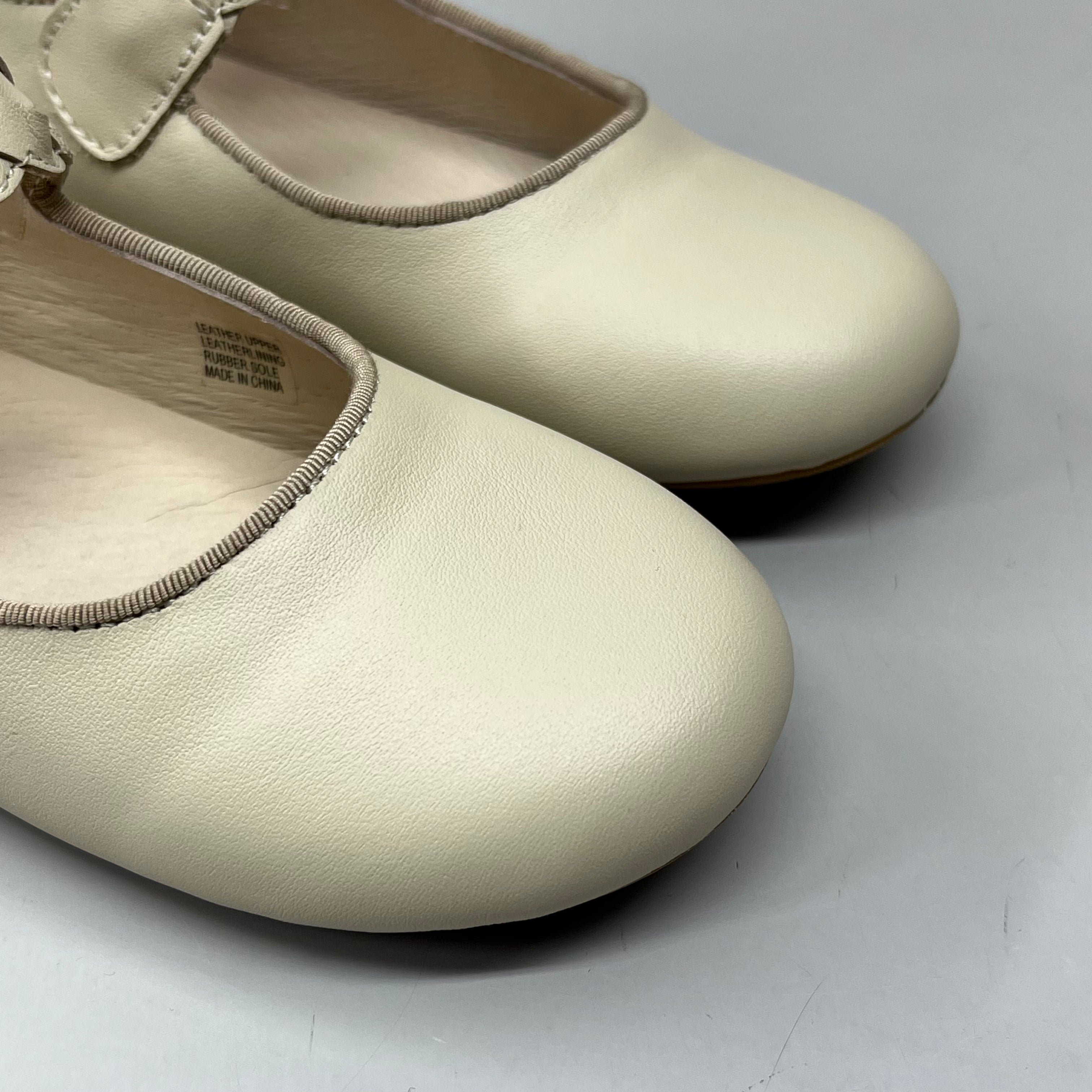 OLD SOLES Lady Plat Braided Strap Leather Shoe Kid’s Sz 27 US 10 Cream #817