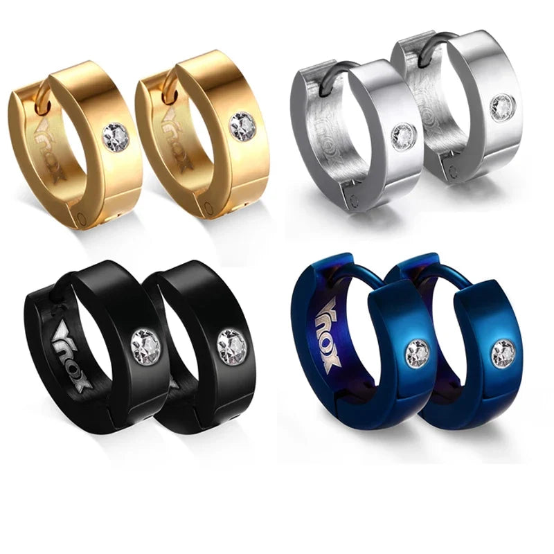 Rock Punk Huggie Earrings | Stainless Steel Unique Small Hoop Earrings for Men and Women
