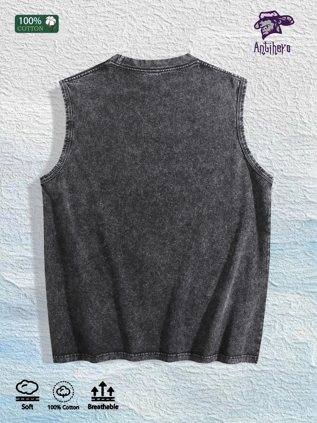 PROTECT YOUR PEACE Slogan Graphic Washed Vest US Warehouse 3 Colors Cotton Tank