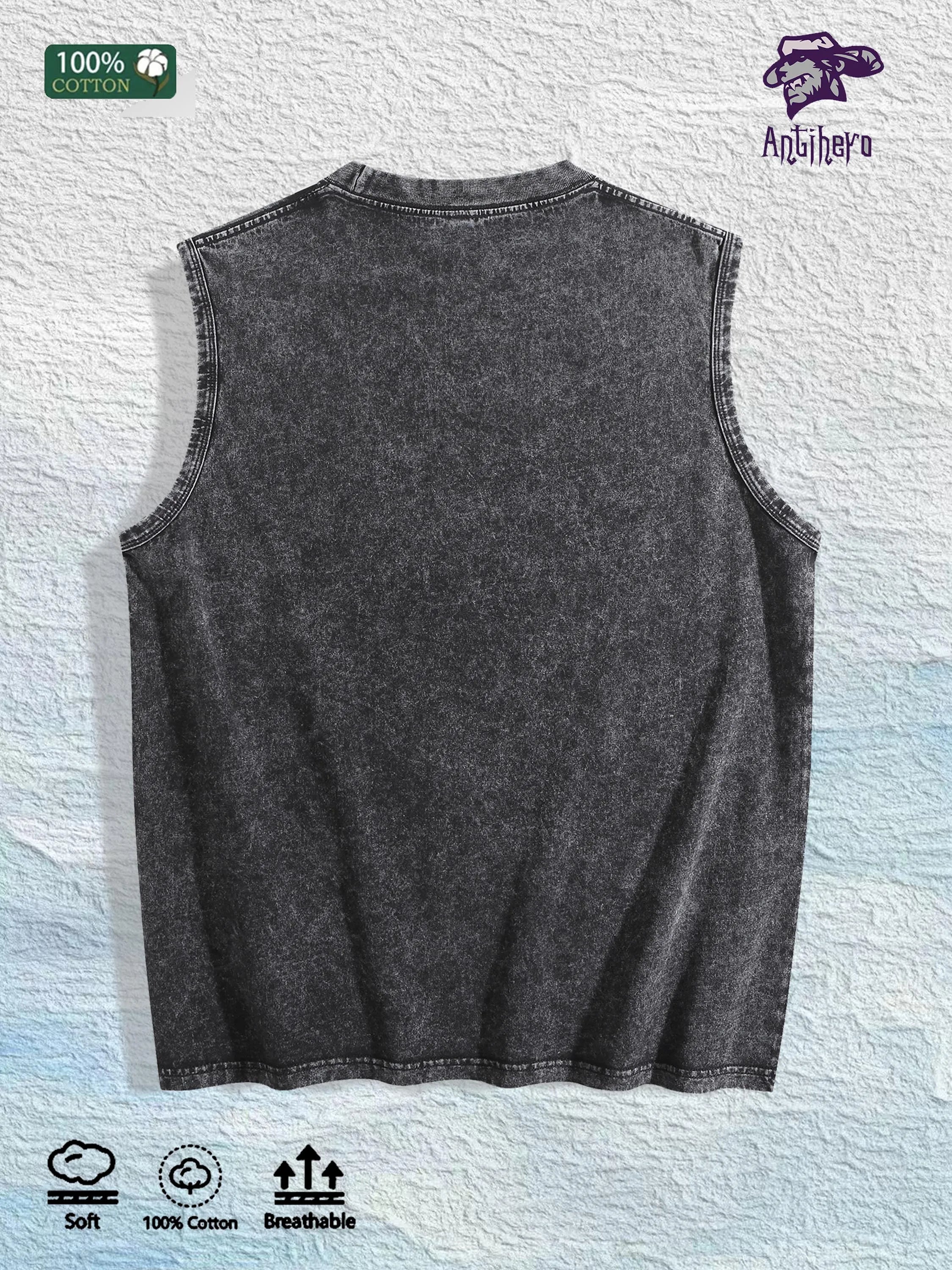 PROTECT YOUR PEACE Slogan Graphic Washed Vest US Warehouse 3 Colors Cotton Tank