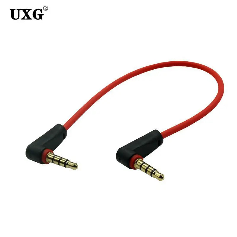 3.5mm Right Angle AUX Cable | 4 Pole Male to Male Audio Cord