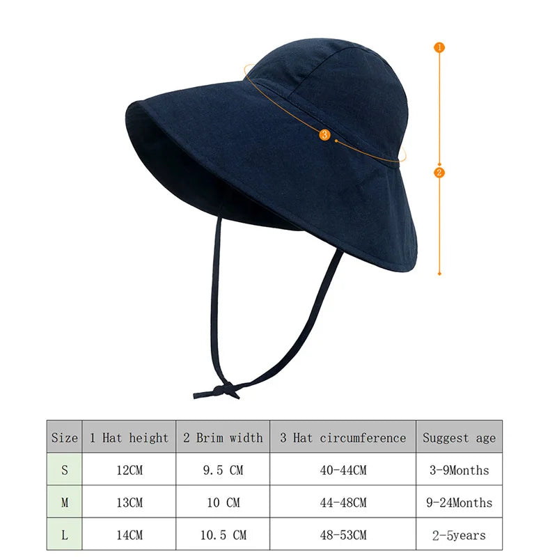 Big Brim Baby Sun Hat | Cotton Linen Kids Bucket Hat for Girls Boys