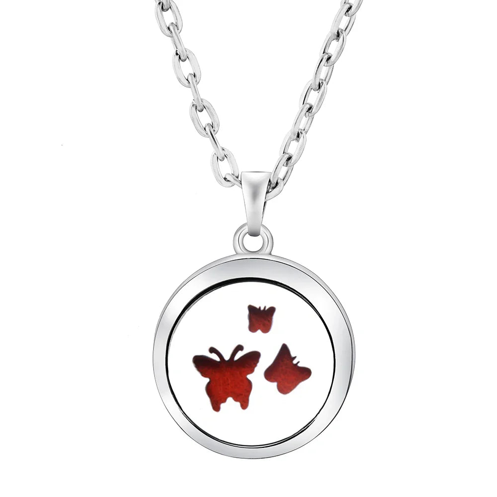 Heart-Shaped Aromatherapy Essential Oil Diffuser Necklace | Stainless Steel Dragonfly Perfume Locket