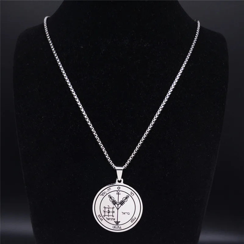 Fourth Pentacle of Jupiter Key of Solomon Stainless Steel Pendant Necklace | Archangel Symbol Jewelry