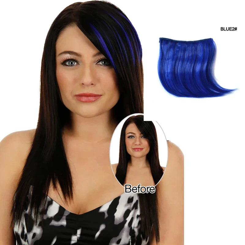 Colorful Clip In Bangs Hair Extensions | High Temperature Fiber Hair Pieces for Women