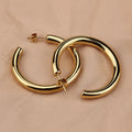 Big Round Stainless Steel Hoop Earrings | Minimalist Gold Circle Earrings for Women and Men