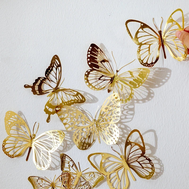 Yoofun 10pcs Vintage Gliding Stickers | Gold Flower Butterfly Lace Scrapbook Paper