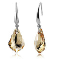 Silver Navy Crystal Teardrop Hook Earrings | Elegant Drop Pendant Jewelry for Women