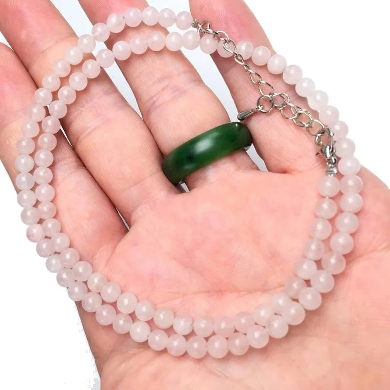 4mm Natural Stone Beaded Necklace and Bracelet Set | Tiger Eye Tourmaline Amazonite Agates Crystal Quartz