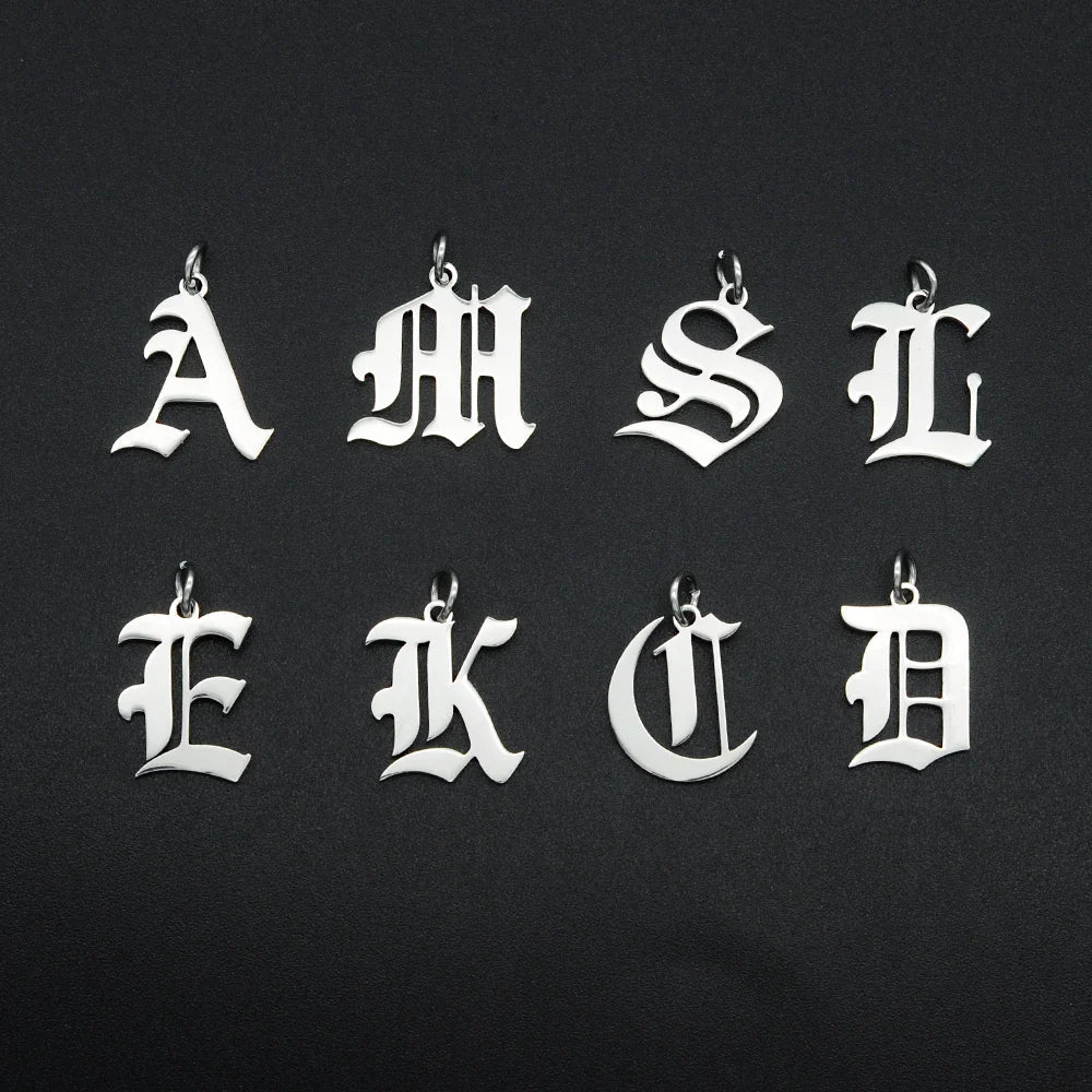316 Stainless Steel Old English Letter Charms | DIY Alphabet Jewelry Findings for Bracelets and Necklaces